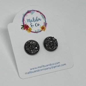 Charcoal Sparkle Druzy Earring