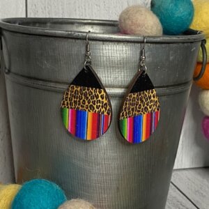Wood Leopard/Serape Earring