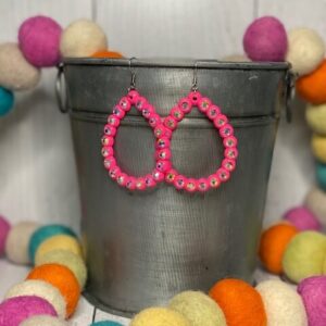 Teardrop Rhinestone Hoop Earrings
