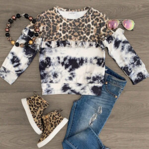 Leopard Tie Dye Ruffled Top