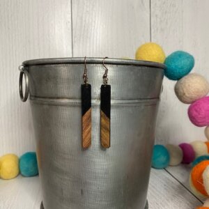 Resin and Wood Bar Earrings