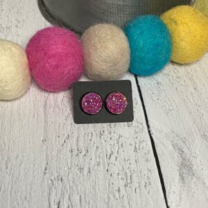 Cerise Pink Druzy Earrings
