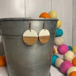 Round Resin and Wood Earrings