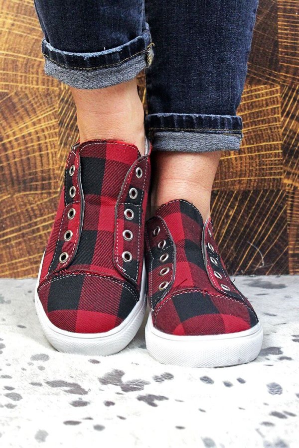 Buffalo Plaid Slip On Sneaker