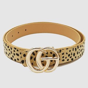 Designer Inspired Metal Buckle Leatherette Belt