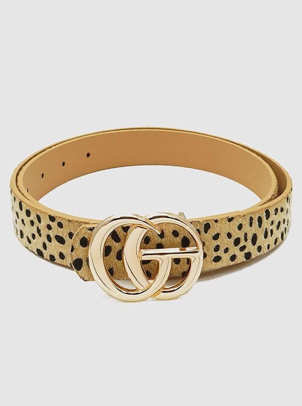 Designer Inspired Metal Buckle Leatherette Belt