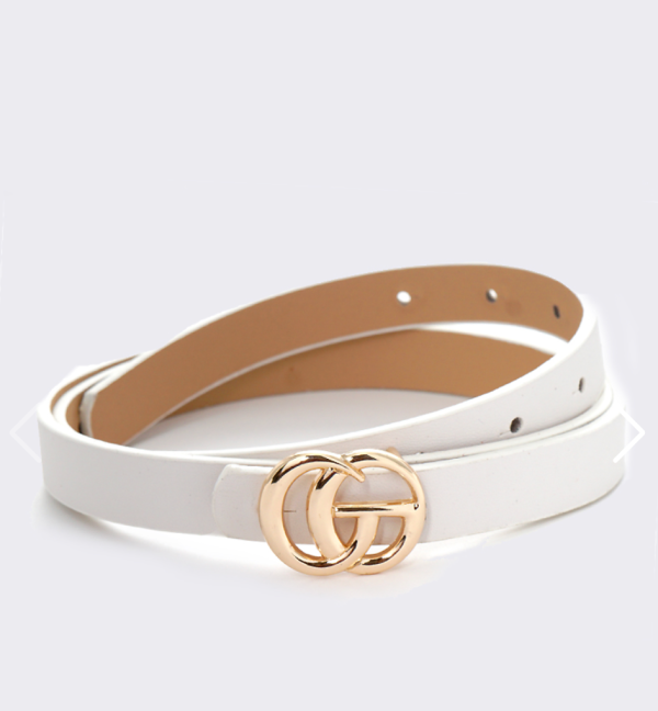 Designer Inspired Metal Buckle Leatherette Belt - Image 3