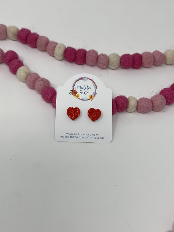 Glitter Heart Earrings