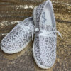 {Kylie} Silver & White Gypsy Jazz Slip On Canvas Sneaker