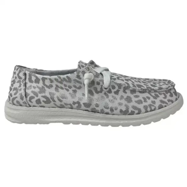 {Kylie} Silver & White Gypsy Jazz Slip On Canvas Sneaker - Image 3