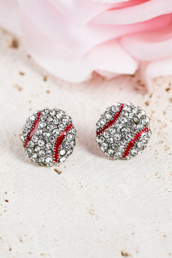 Rhinestone Baseball Earrings - Image 2