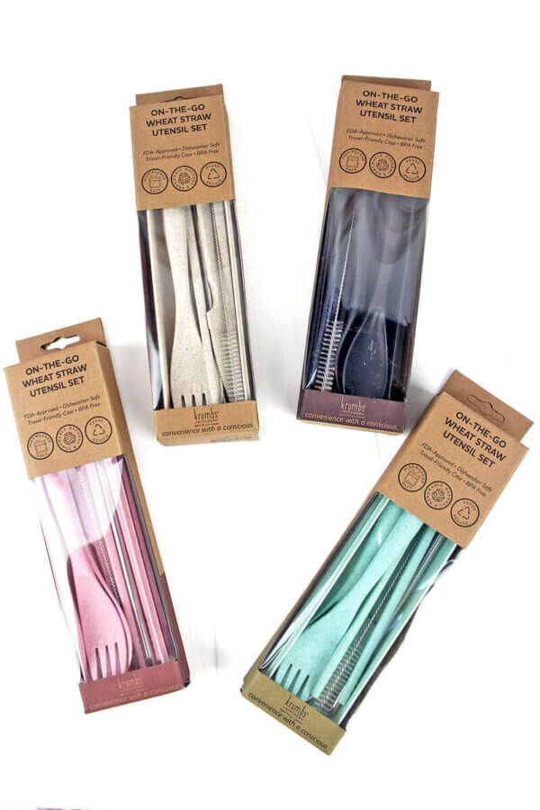 ONE KRUMBS KITCHEN ON-THE-GO WHEAT STRAW UTENSIL SET