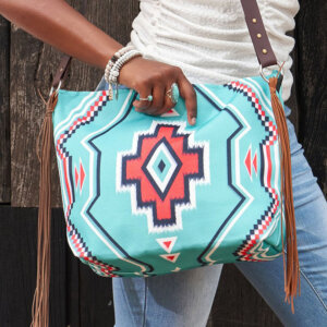 Teal Western Tassel Bag