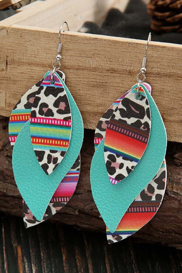 Serape + Leopard + Teal Earrings