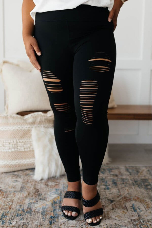 Curvy Distressed Leggings