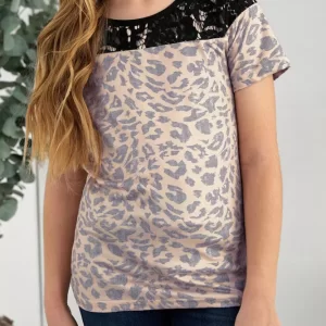 Kids Lace Leopard Top