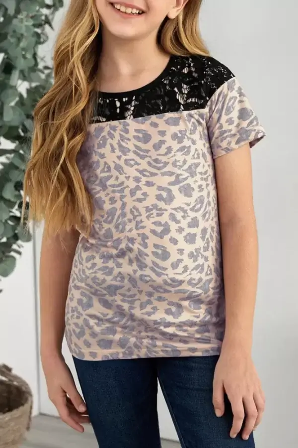 Kids Lace Leopard Top