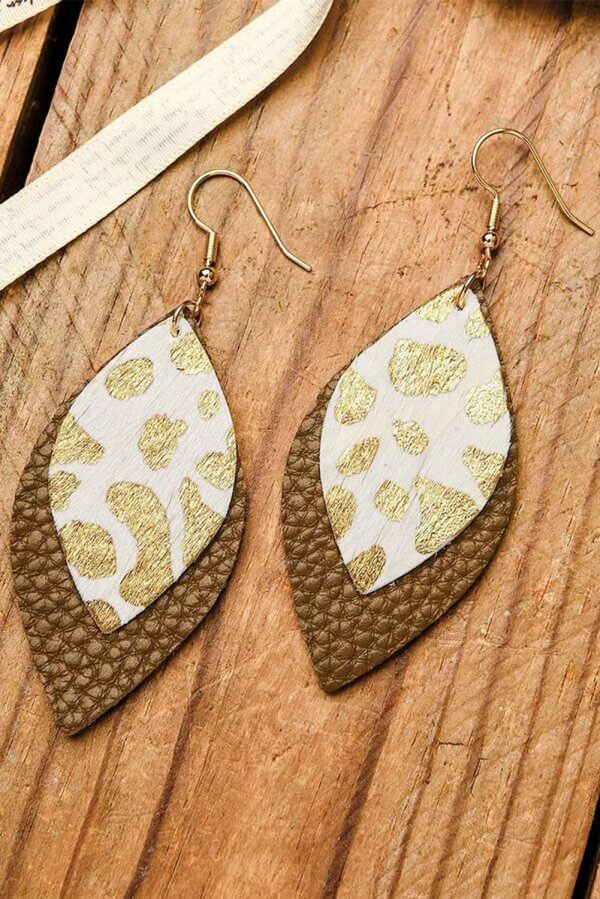 Brown Leopard Double Layered Earrings - Image 2