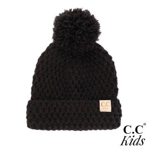 CC Kids Chunky Knit Beanie with Knit Pom