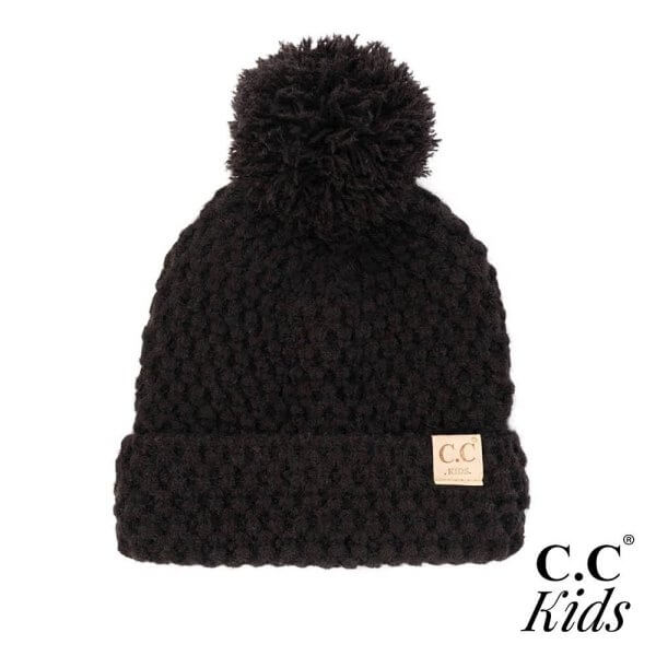 CC Kids Chunky Knit Beanie with Knit Pom