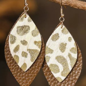 Brown Leopard Double Layered Earrings