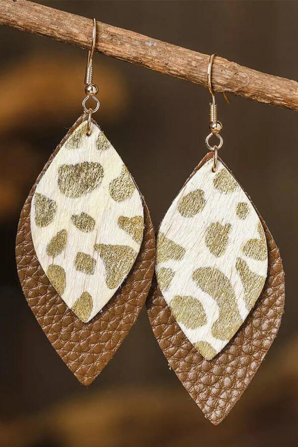Brown Leopard Double Layered Earrings