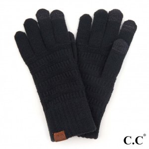CC Solid Ribbed Knit Smart Touch Gloves