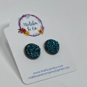 Teal Druzy Studs