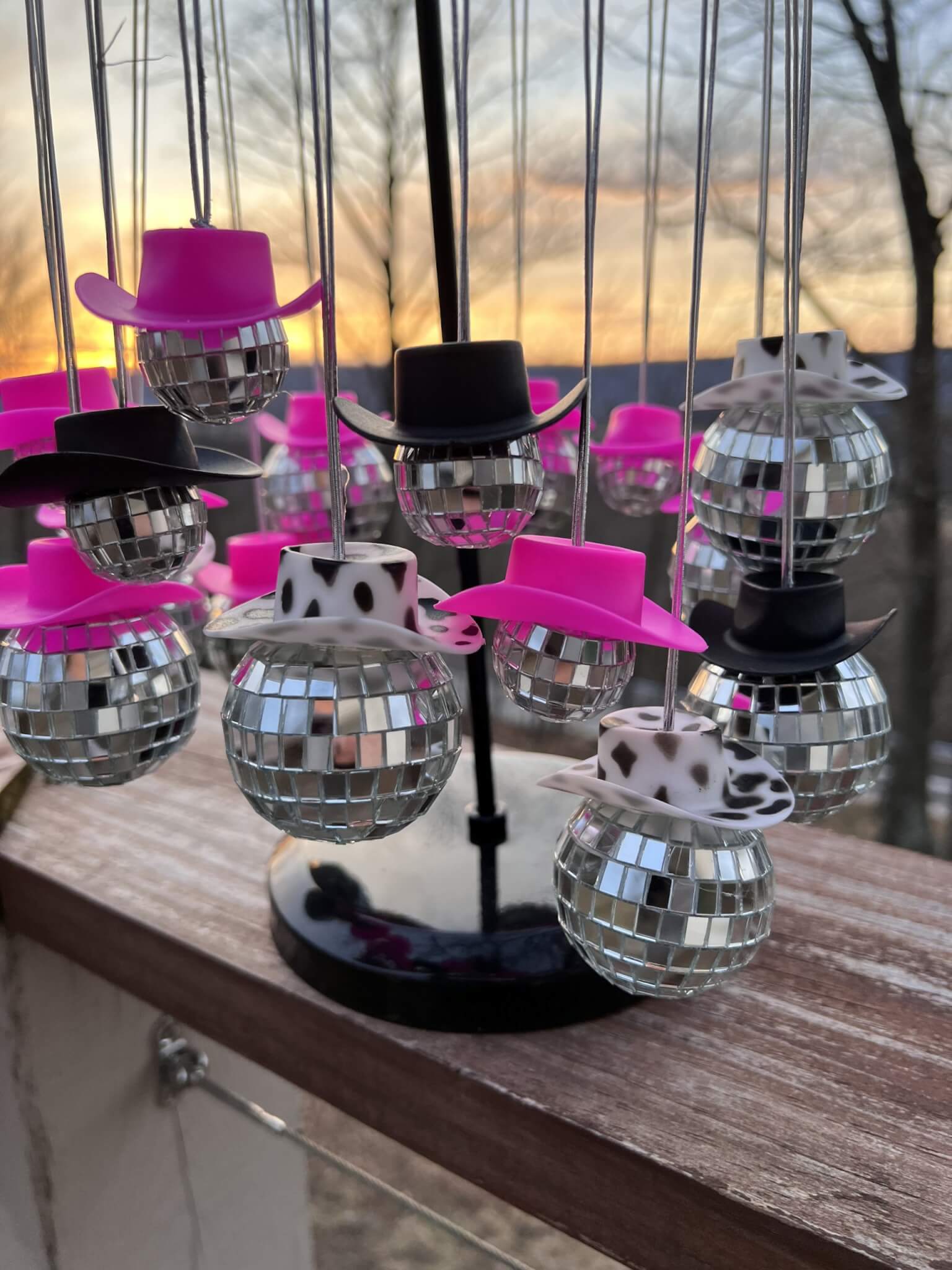 Disco Ball Car Accessory, Disco Mirror Ornament, Disco Cowboy Hat Accessory,  Car Disco Charm, Disco Ball For Car Cute Accessories