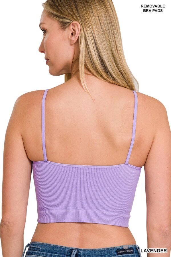 Ribbed Seamless Cropped Cami with Bra Pads - Image 3