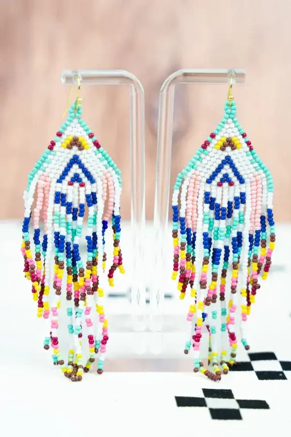 Pine Creek Mint Seed Bead Fringe Earrings
