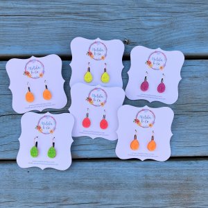 Neon Teardrop Druzy Earrings