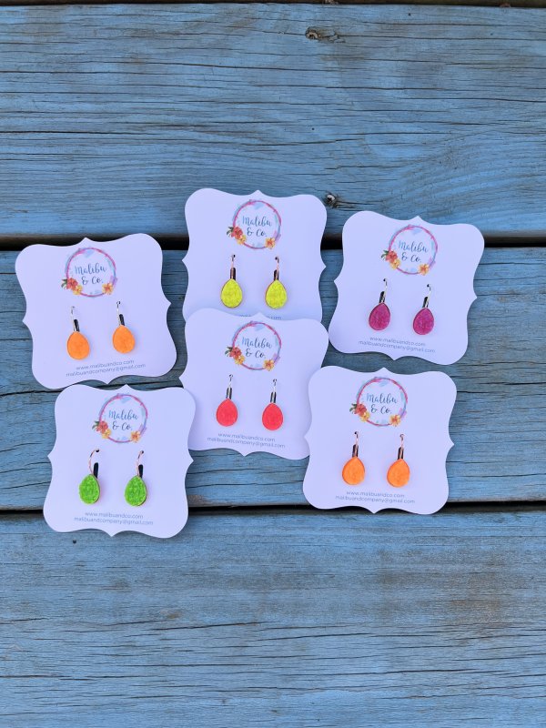 Neon Teardrop Druzy Earrings