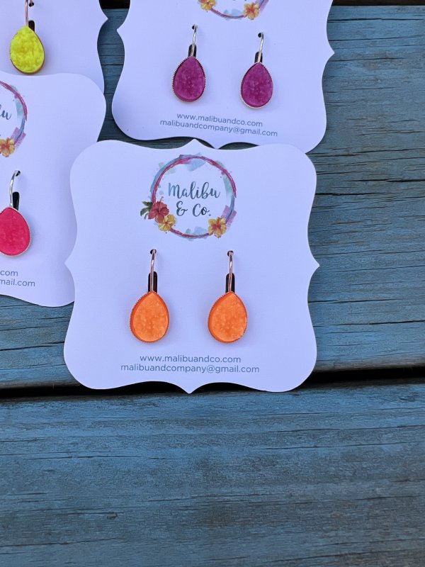 Neon Teardrop Druzy Earrings - Image 2