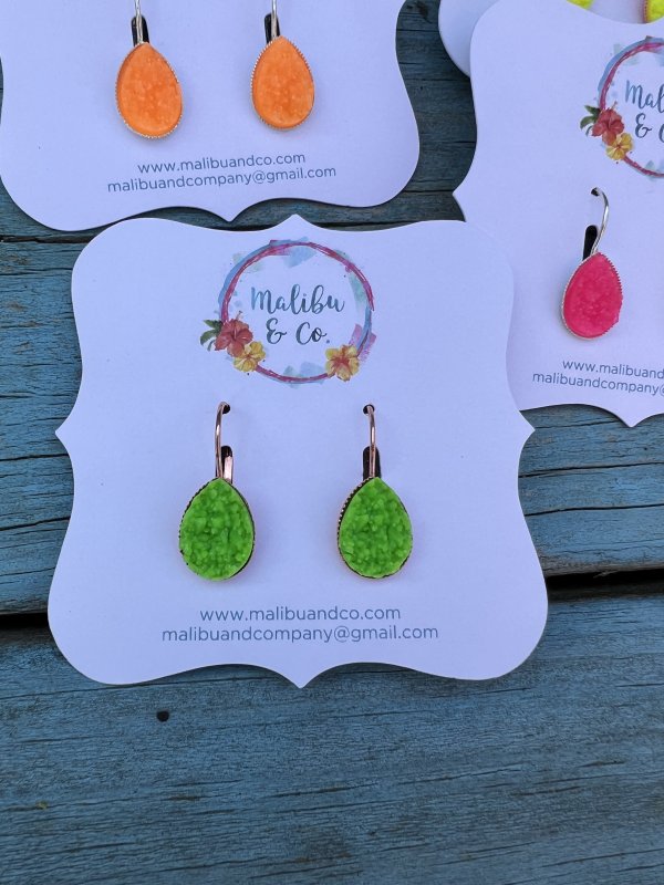 Neon Teardrop Druzy Earrings - Image 6