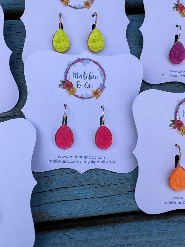 Neon Teardrop Druzy Earrings - Image 4