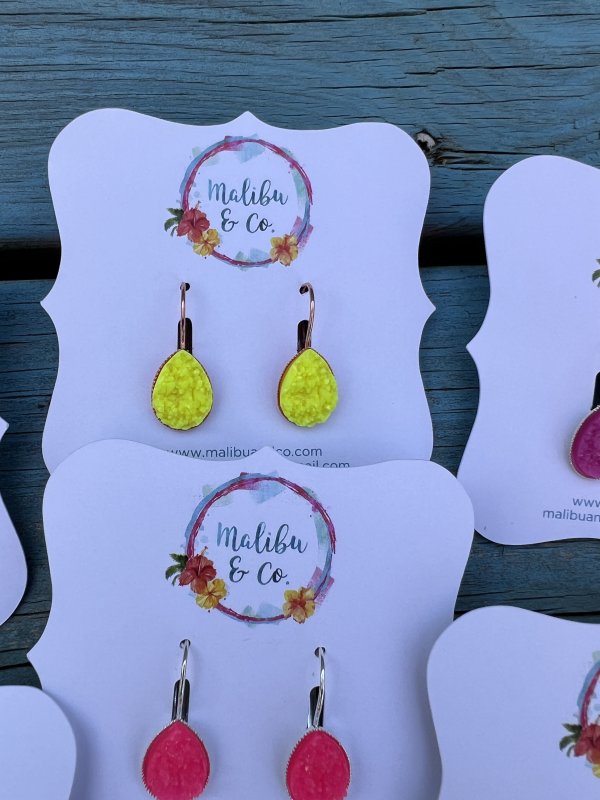 Neon Teardrop Druzy Earrings - Image 3