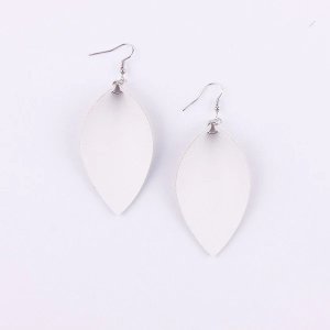 Pinched Leaf Leather Drop Earrings