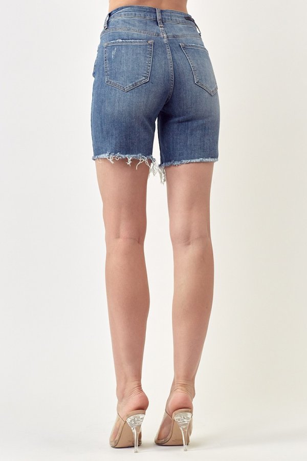 Risen High Rise Distressed Mid Thigh Shorts - Image 4