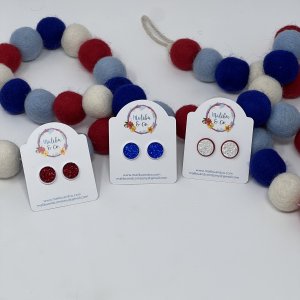 Patriotic Druzy Studs