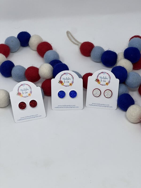 Patriotic Druzy Studs
