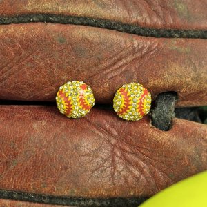 Softball Crystal Stud Earrings
