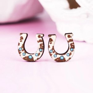Wood Horseshoe Earrings