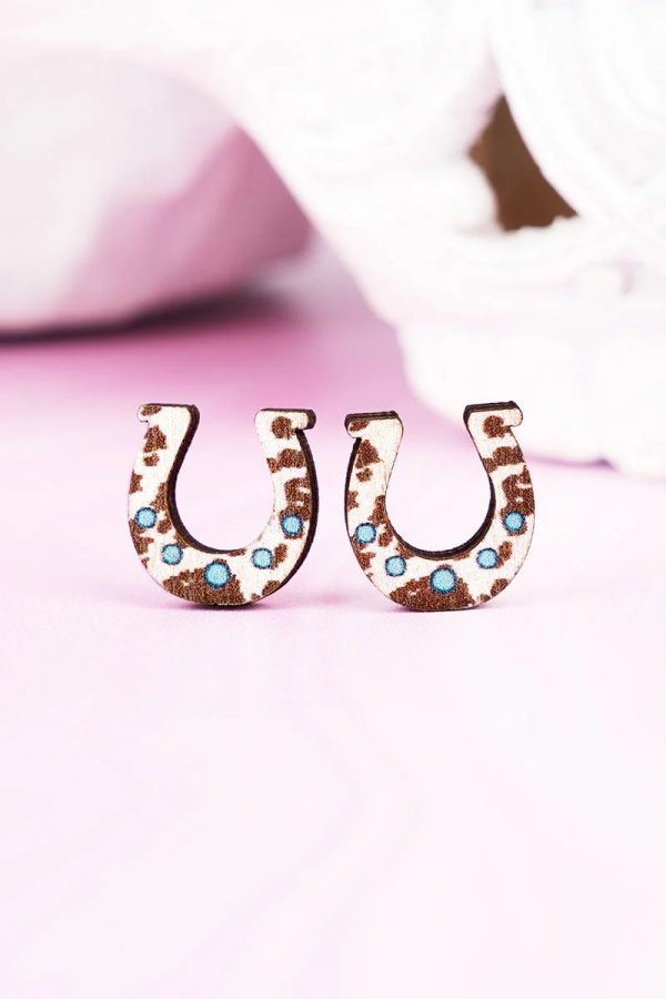 Wood Horseshoe Earrings