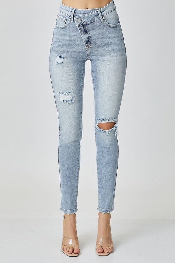 Risen High Rise Crossover Relaxed Skinny Jeans