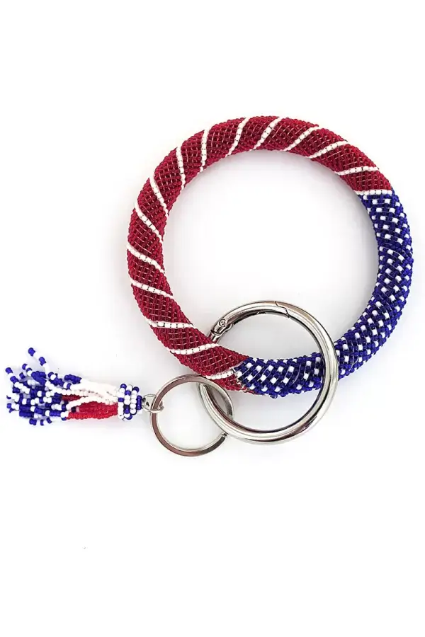 Old Glory Seed Bead Bangle Keychain