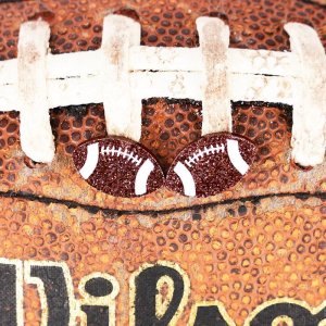 Glitter Football Wood Earrings