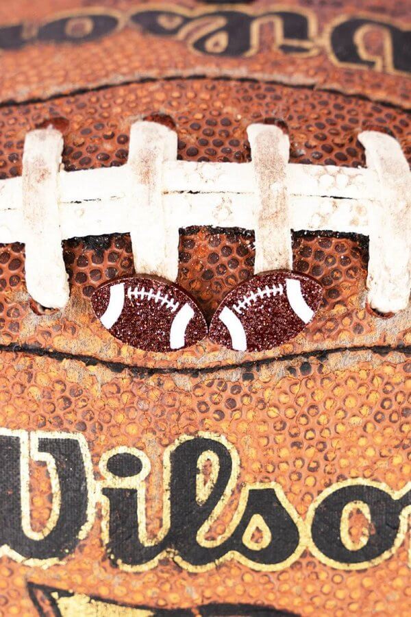 Glitter Football Wood Earrings