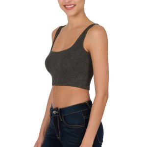 Charcoal Ribbed Square Neck Brami