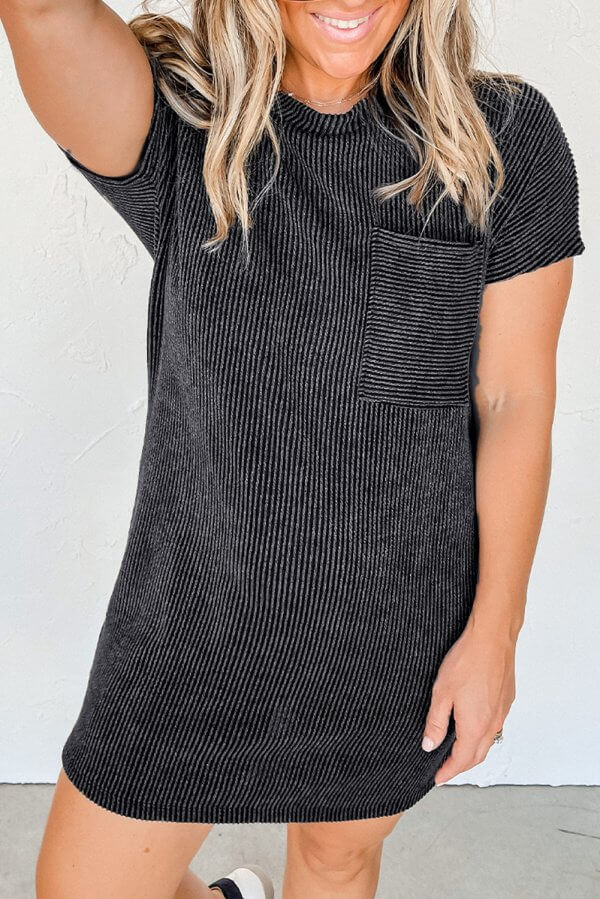 Ribbed Knit T-Shirt Dress